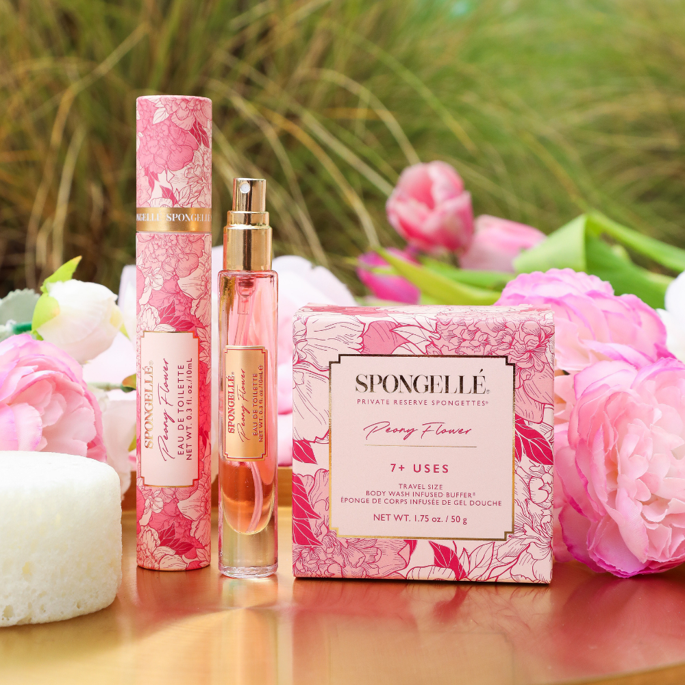 Peony Flower Eau de Toilette & Travel Spongette-Peony Flower Eau de Toilette & Travel Spongette