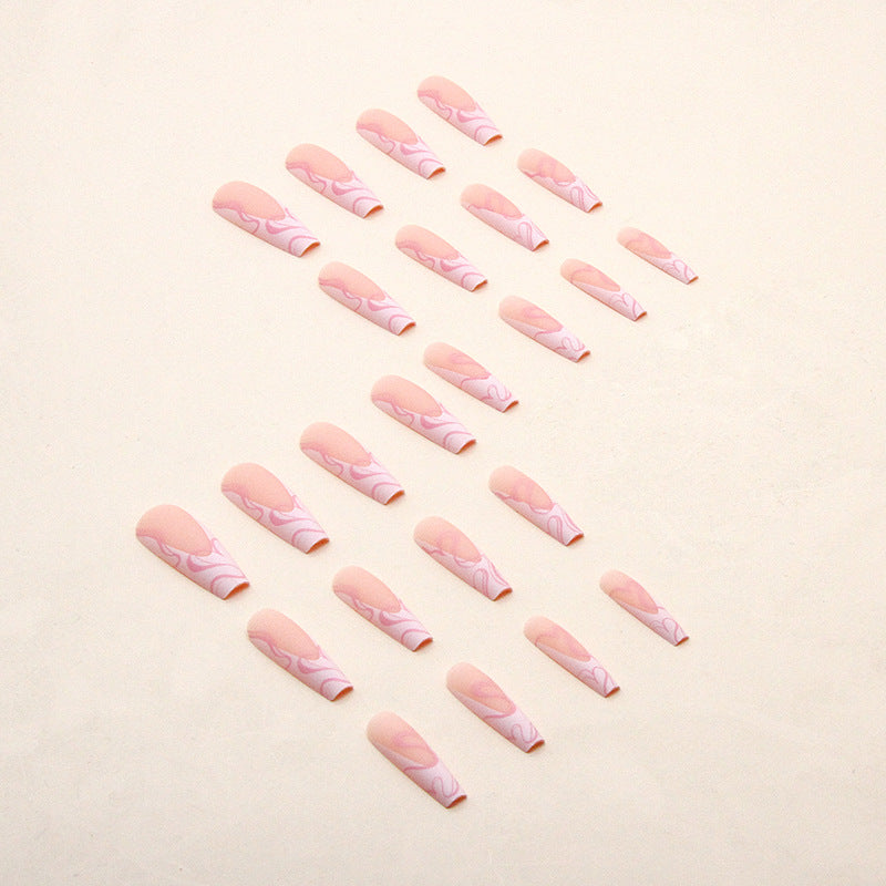 Heart Stripe Fake Nails-664d1b330be0c82e50a9e38fc4604863
