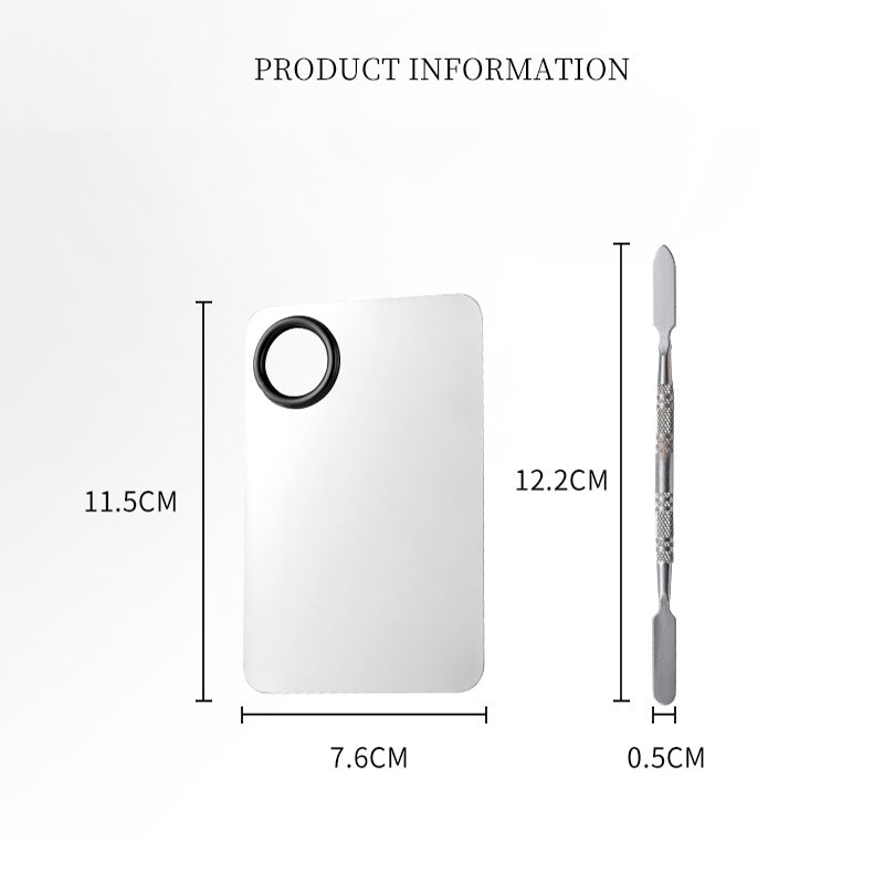Stainless Steel Cosmetic Makeup Palette, Professional Cosmetic Mixing Makeup Palette Spatula Makeup Artist Tool, Beauty Salon Color Cream Mixing Palette With A Spatula Makeup Nail Art Palette-7f30eb5c33bd7ba7c26b3e6fcb65d4b3