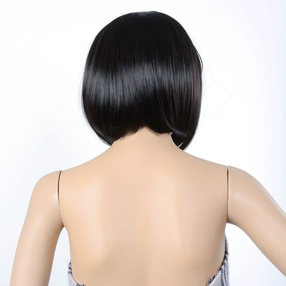 13 Inches Straight Heat Resistant Short Bob Full Hair Wigs with Flat Bangs-13 Inches Straight Heat Resistant Short Bob Full Hair Wigs with Flat Bangs