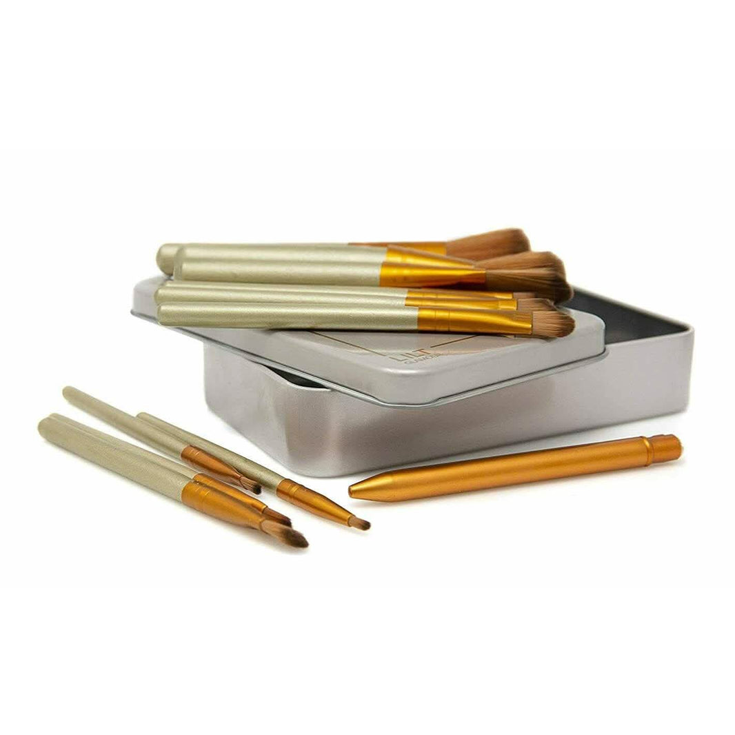 13-Piece: Lilt Beauty Makeup Brush Set with Brass Box-13-Piece: Lilt Beauty Makeup Brush Set with Brass Box