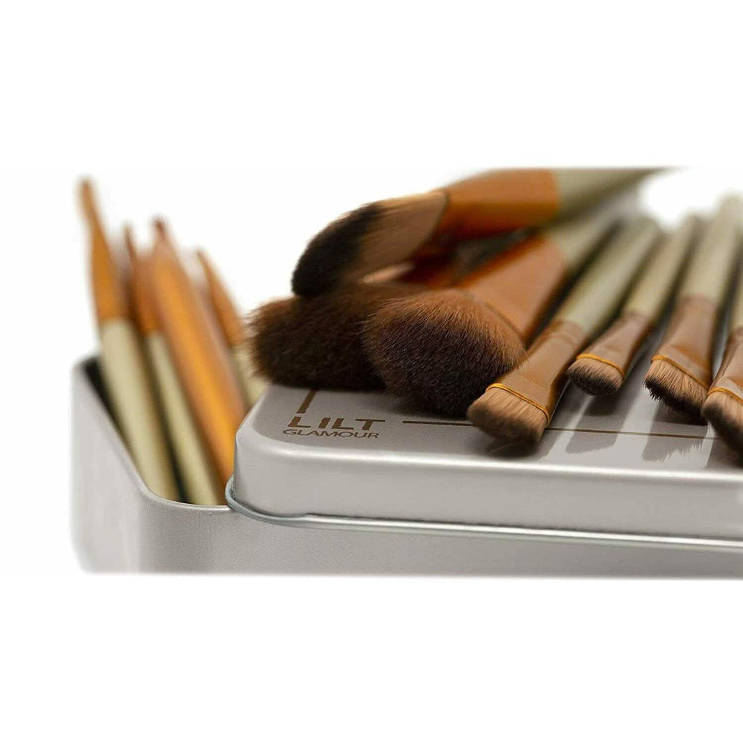 13-Piece: Lilt Beauty Makeup Brush Set with Brass Box-13-Piece: Lilt Beauty Makeup Brush Set with Brass Box