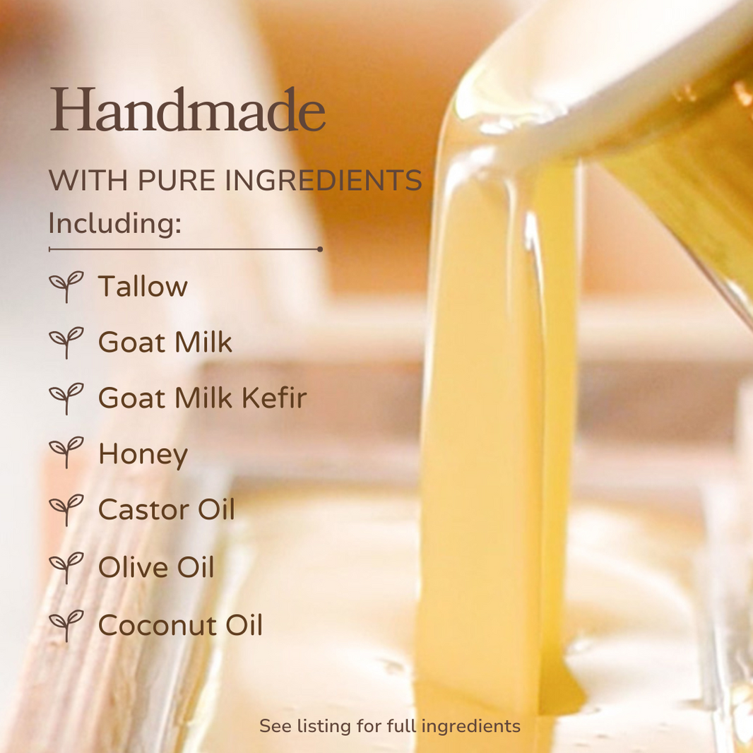 Milk + Honey Fragrance Free Handmade Tallow and Goat Milk Soap Bar-Milk + Honey Fragrance Free Handmade Tallow and Goat Milk Soap Bar