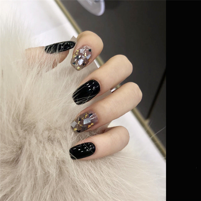 Ashionable Blue And Graffiti Pattern Wearable Fake Nails-12fd3887c3b886a20838f9d4bf0dd9c3