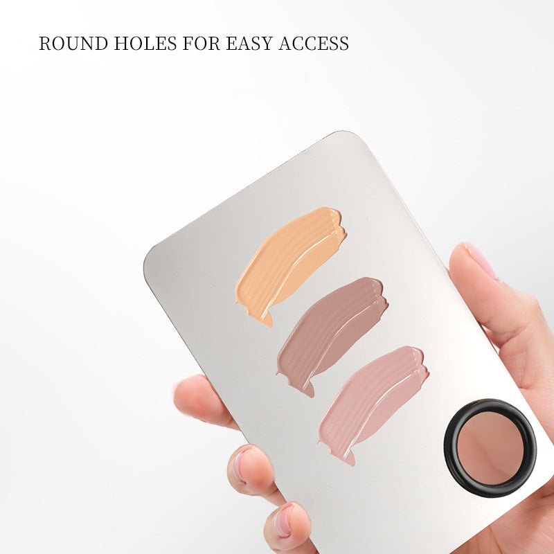 Stainless Steel Cosmetic Makeup Palette, Professional Cosmetic Mixing Makeup Palette Spatula Makeup Artist Tool, Beauty Salon Color Cream Mixing Palette With A Spatula Makeup Nail Art Palette-552756da487fb561441c818f0ba2dd2a