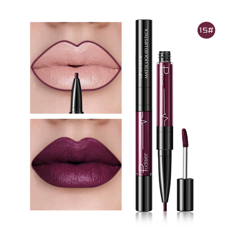 Pudaier Matte Lip Gloss Lip Liner 2 in1 Maquiagem Profissional Completa Agate Red Lip Tint Plumper Tattoo Makeup liquid Lipstick-b051ee01a007b1dc3383f26a8e3e75b5