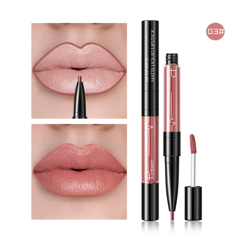 Pudaier Matte Lip Gloss Lip Liner 2 in1 Maquiagem Profissional Completa Agate Red Lip Tint Plumper Tattoo Makeup liquid Lipstick-8203769eaecf84336dc0d45ad26c55c7