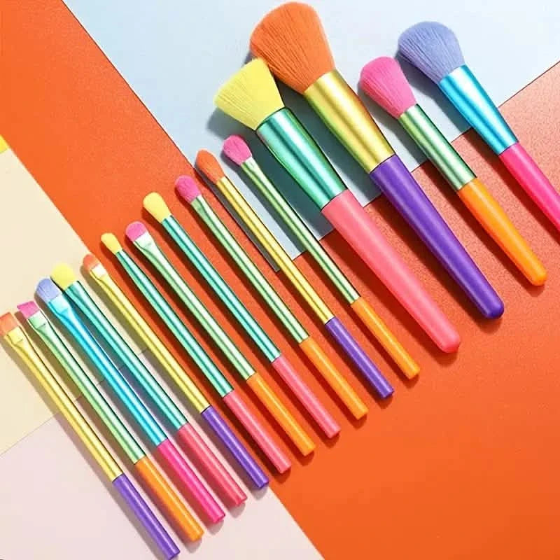 15-Pieces: Rainbow Color High Quality Makeup Brush Set-15-Pieces: Rainbow Color High Quality Makeup Brush Set