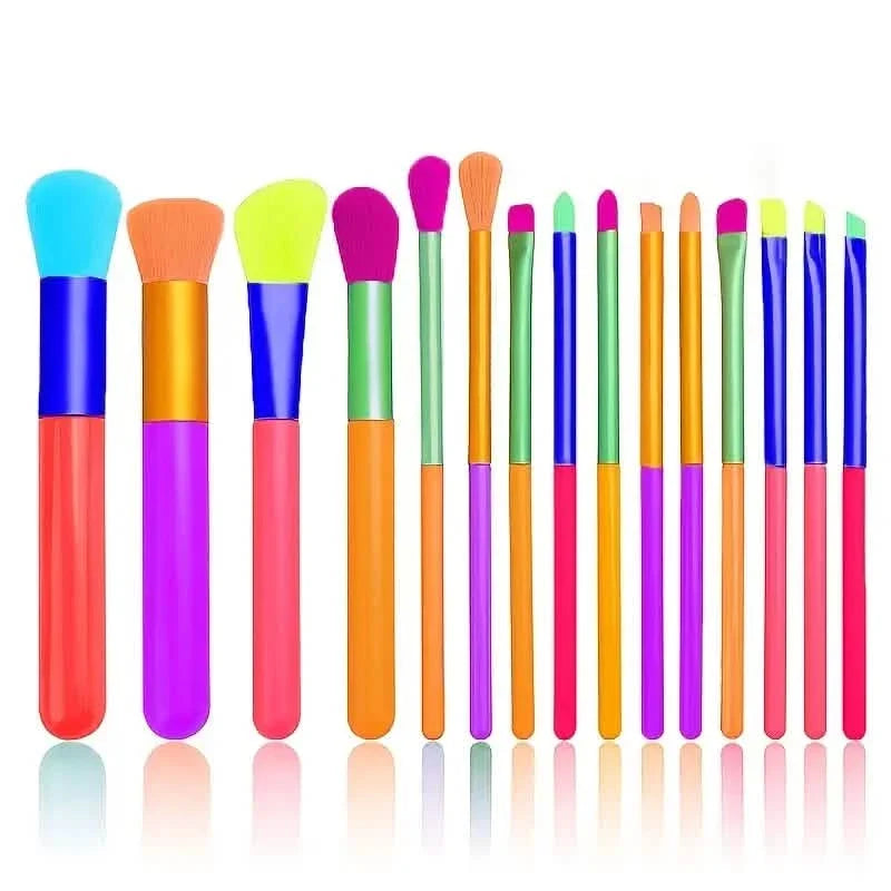 15-Pieces: Rainbow Color High Quality Makeup Brush Set-15-Pieces: Rainbow Color High Quality Makeup Brush Set