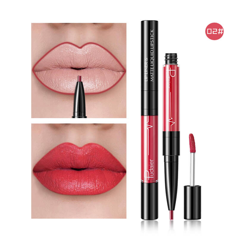Pudaier Matte Lip Gloss Lip Liner 2 in1 Maquiagem Profissional Completa Agate Red Lip Tint Plumper Tattoo Makeup liquid Lipstick-9273f7acaac0f2735ab6b2979560a885