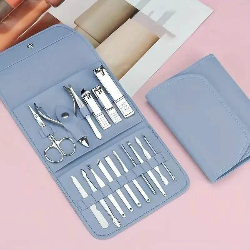 16-Pieces: Nail Clippers Manicure Tool Set with Portable Travel Case-16-Pieces: Nail Clippers Manicure Tool Set with Portable Travel Case