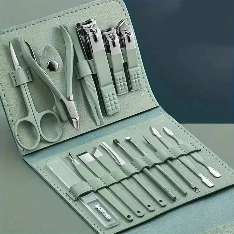 16-Pieces: Nail Clippers Manicure Tool Set with Portable Travel Case-16-Pieces: Nail Clippers Manicure Tool Set with Portable Travel Case