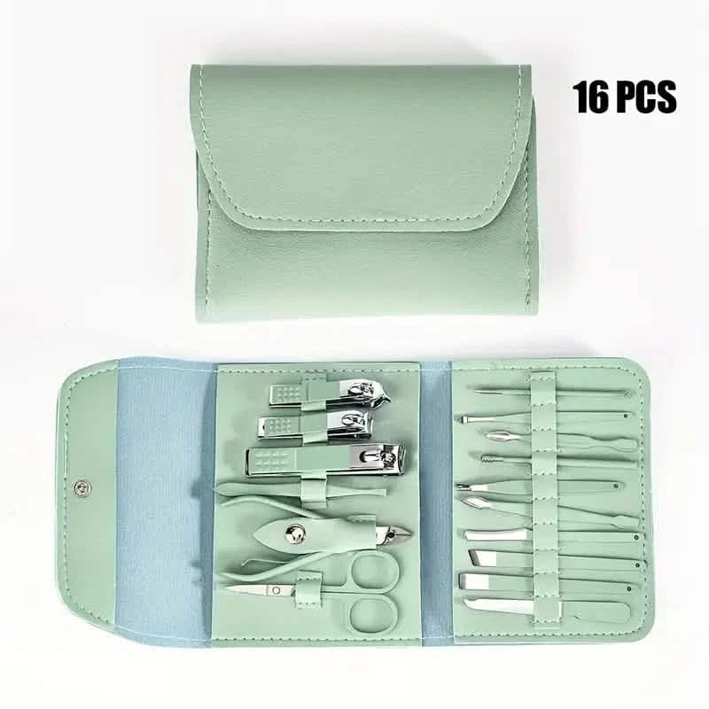 16-Pieces: Nail Clippers Manicure Tool Set with Portable Travel Case-16-Pieces: Nail Clippers Manicure Tool Set with Portable Travel Case