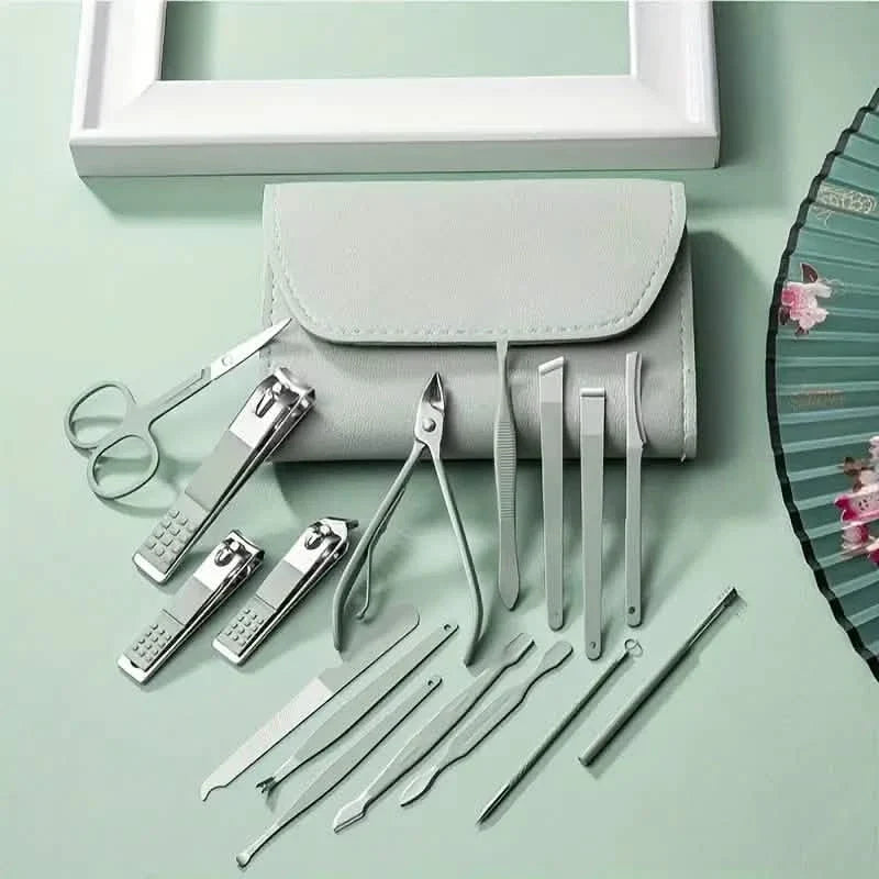 16-Pieces: Nail Clippers Manicure Tool Set with Portable Travel Case-16-Pieces: Nail Clippers Manicure Tool Set with Portable Travel Case