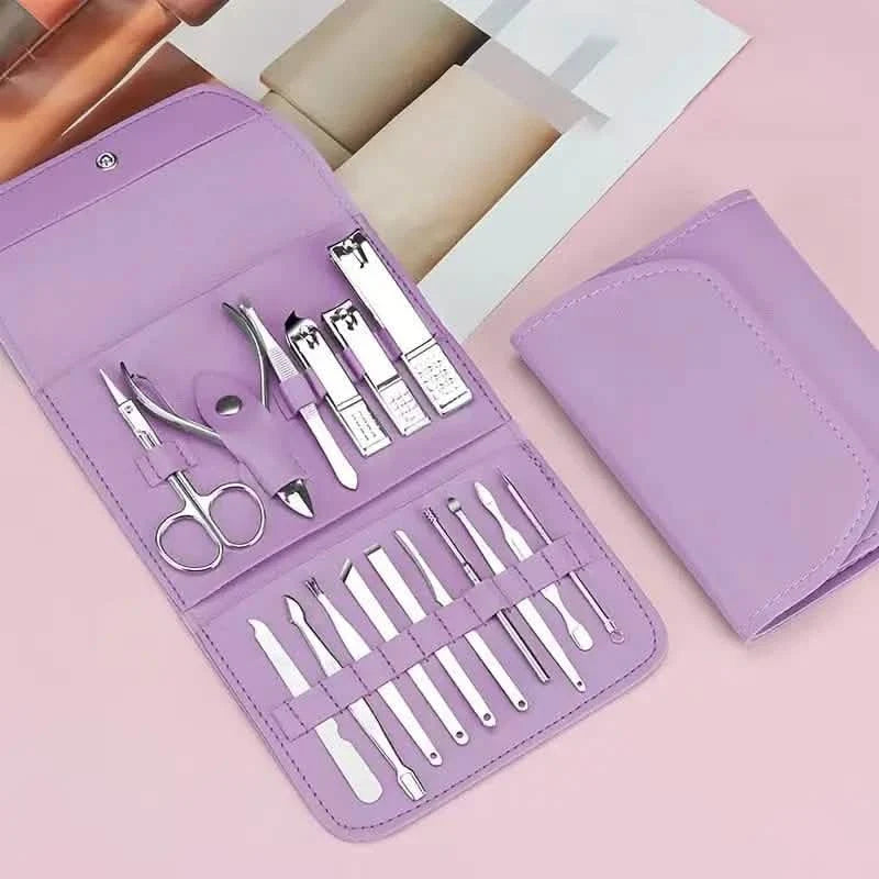 16-Pieces: Nail Clippers Manicure Tool Set with Portable Travel Case-16-Pieces: Nail Clippers Manicure Tool Set with Portable Travel Case