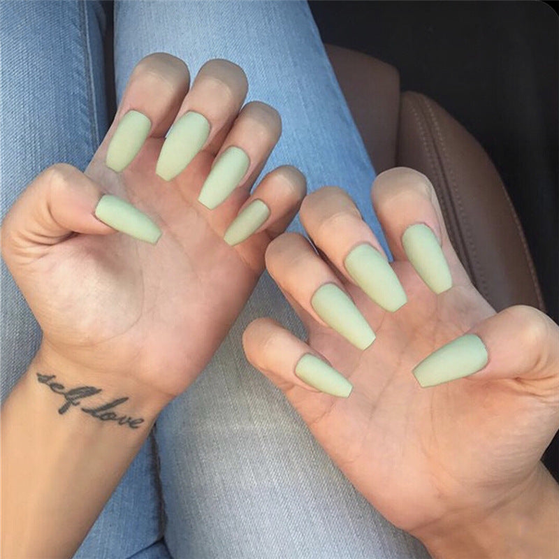 Frosted Ballet Trapezoid Fake Nails Long Section Finished Wearing Nail Art-268075e026602373d5901b6f06113a1e