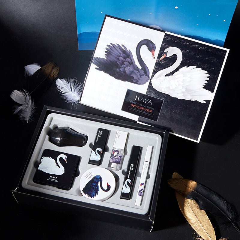 Black And White Swan Makeup Set Cushion bb Cream Makeup Powder Lipstick Seven-piece Gift Box For Beginners-cfb3ead3c64e6a181261efdd2a6e7744