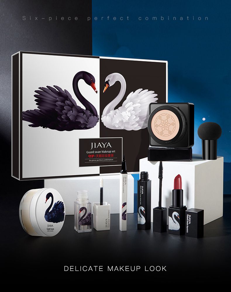 Black And White Swan Makeup Set Cushion bb Cream Makeup Powder Lipstick Seven-piece Gift Box For Beginners-722c0e699e9dab00eda0ebf3d0903ce8