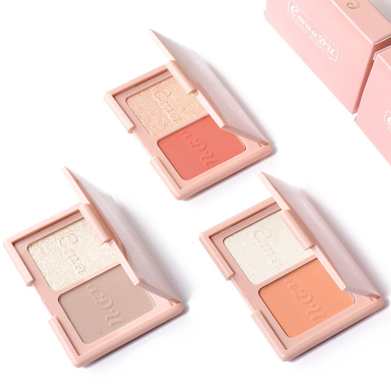 Two-Tone Delicate Natural Blush Highlighter Powder Repairing Palette-ab82a67683f8de382365db93ea2d10d2