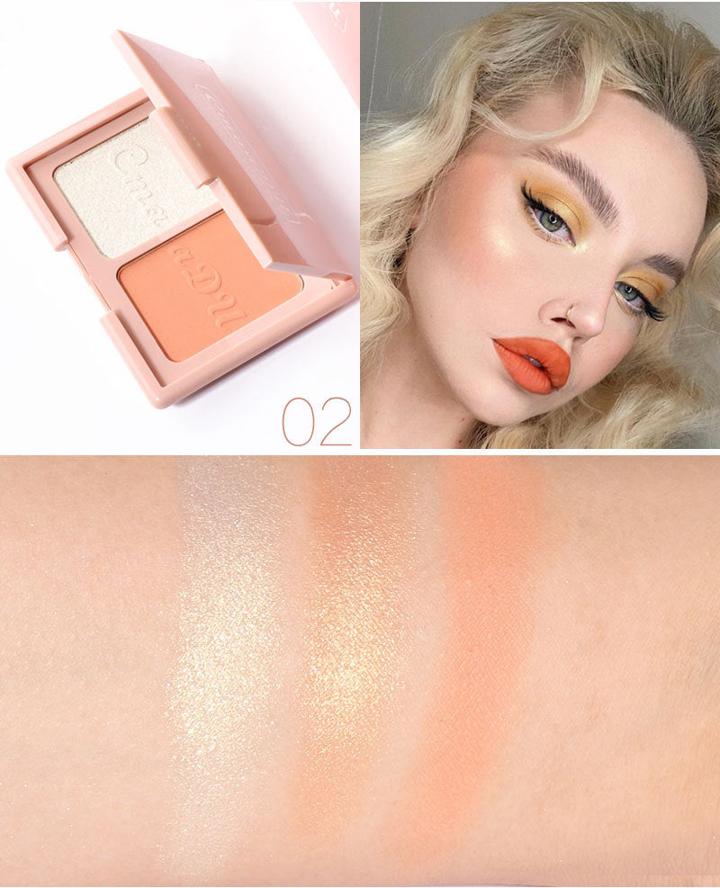 Two-Tone Delicate Natural Blush Highlighter Powder Repairing Palette-48e746f4b87db42a827e9f5ae6a788d5