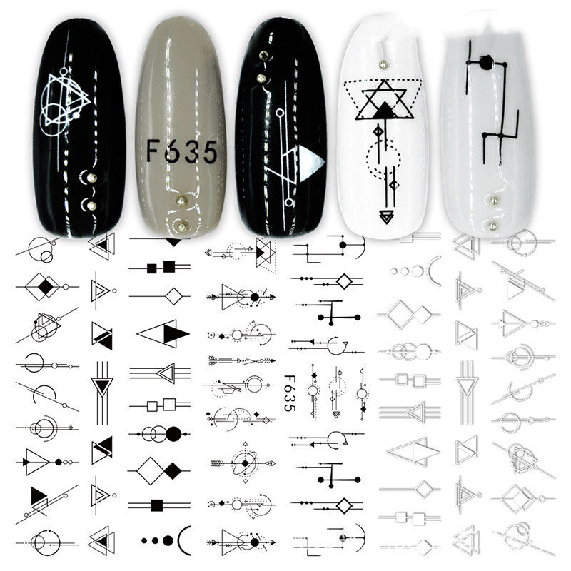 Cross-Border Nail Stickers New Japanese European And American 3D Hot Stamping Full Stickers Black And White Rose Heart-Shaped Ink Nail Decals-fc2368f58f1a851107607723a7d4f16c