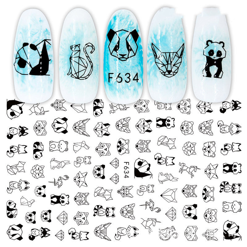 Cross-Border Nail Stickers New Japanese European And American 3D Hot Stamping Full Stickers Black And White Rose Heart-Shaped Ink Nail Decals-1420dfb27f55e4321510fc7fff5e8846