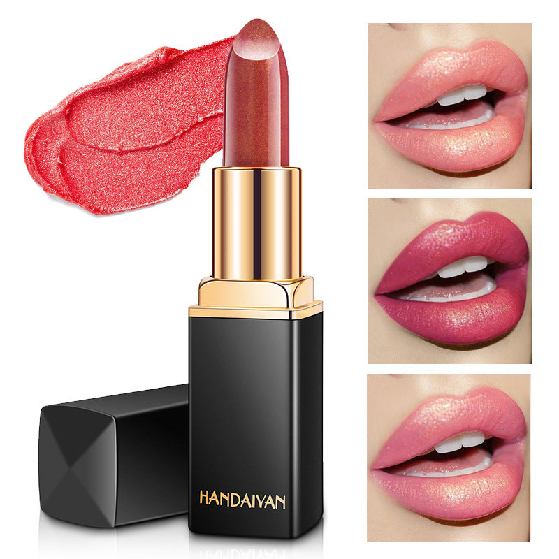 Shiny Metallic Lipstick Pearlescent Color Temperature Change Lipstick Gilt Lipstick-117b69b91deaa458c82982853463348b