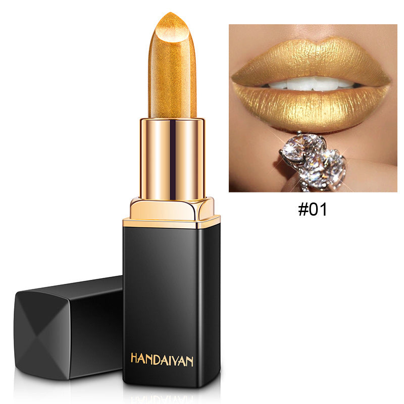 Shiny Metallic Lipstick Pearlescent Color Temperature Change Lipstick Gilt Lipstick-b5188d563021a0383efb79df70205e0b