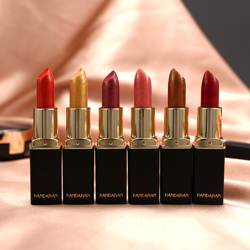 Shiny Metallic Lipstick Pearlescent Color Temperature Change Lipstick Gilt Lipstick-dbc07a85876d7564855a0098d5962156