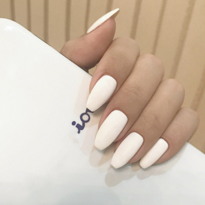 Frosted Short Ballet Wear Finished Fake Nails Solid Color Patch-4318a9062bc83664816961430d94f3c9