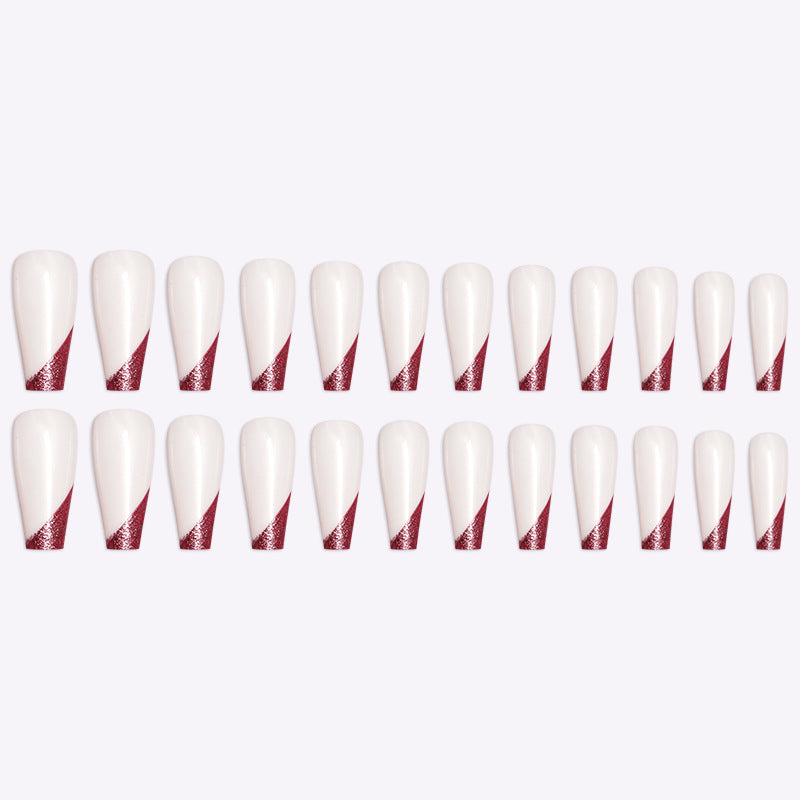 Wearing Nails, Rose Gold And Beveled Edge French Manicure, Long Ballet Nails, Fake Nails, Finished Products, Boxed-f9c32fb9c7528bb5041a343e5a674eb