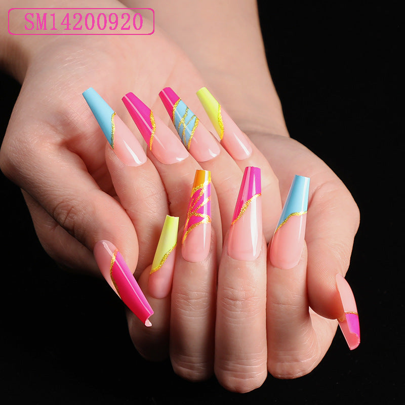 Assemble Ballet Nails, Trapezoidal Coffin, Fake Nails, Wear Nail Art Patches-46f4f2cdd6b9f73cf96bf496f76ee7ea