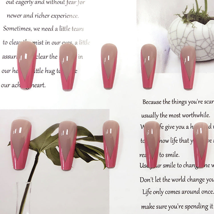 Extra-long Meat Powder Pink Ballet Nail Nail Patch Removable Wearable Nail-1290c49a5b6e01a7ee65a54fb5bffc29