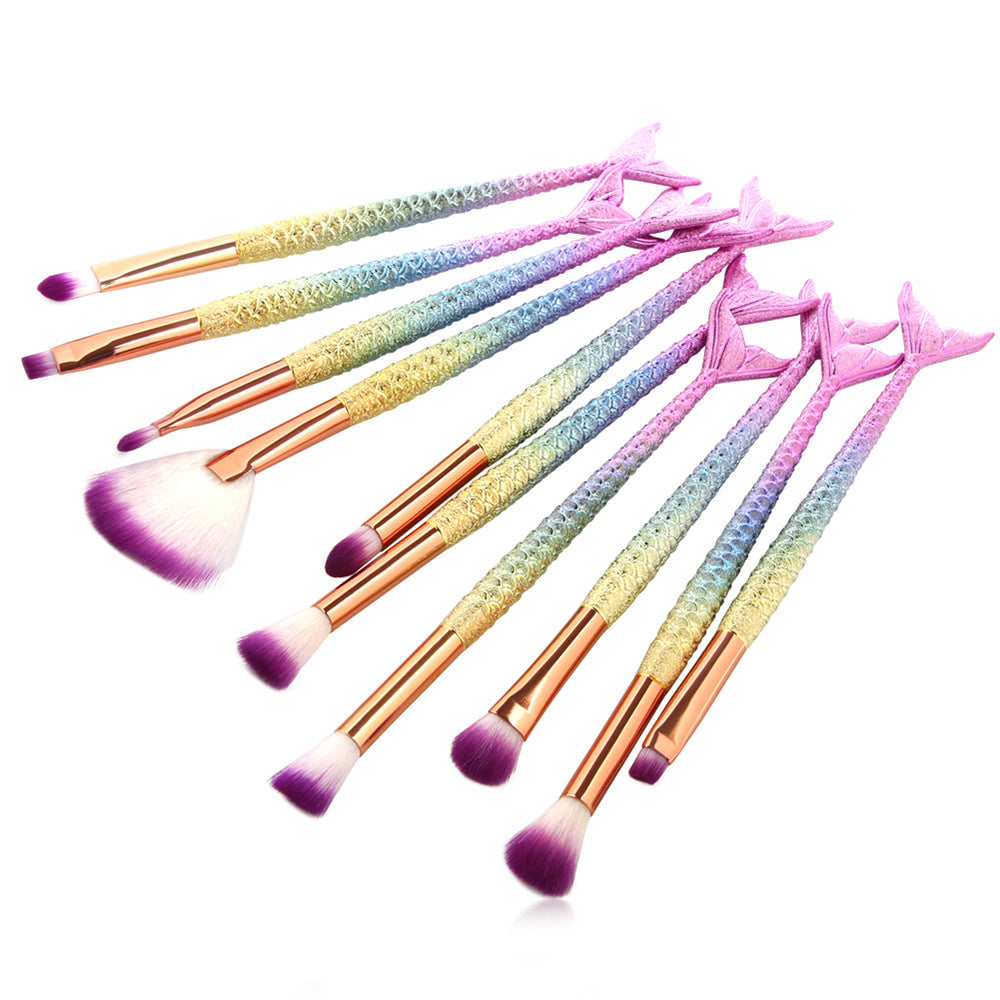 10 Mermaid Makeup Brushes Colorful Fish Scales Eye Brushes Beauty Tools-755b891ad36a887acdc4bd4c28c24395