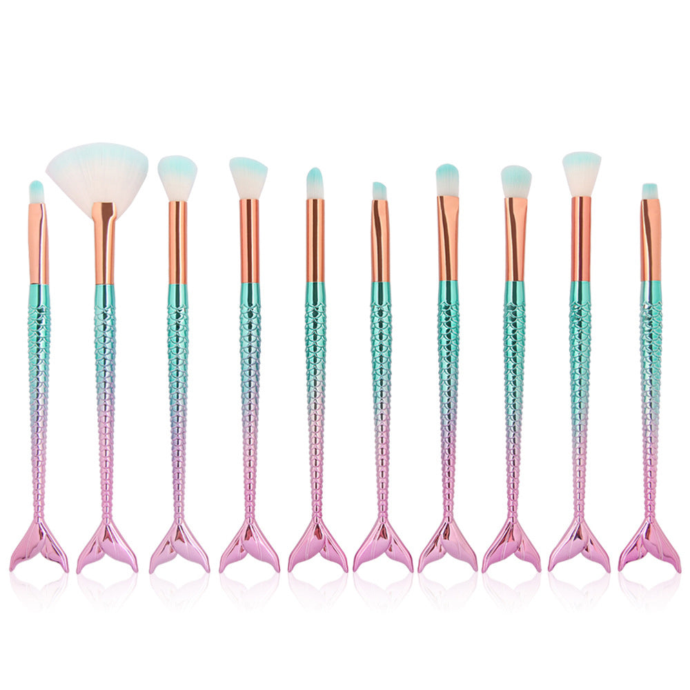 10 Mermaid Makeup Brushes Colorful Fish Scales Eye Brushes Beauty Tools-27ed8c7900c96e5c1142bb2aa8d664d6