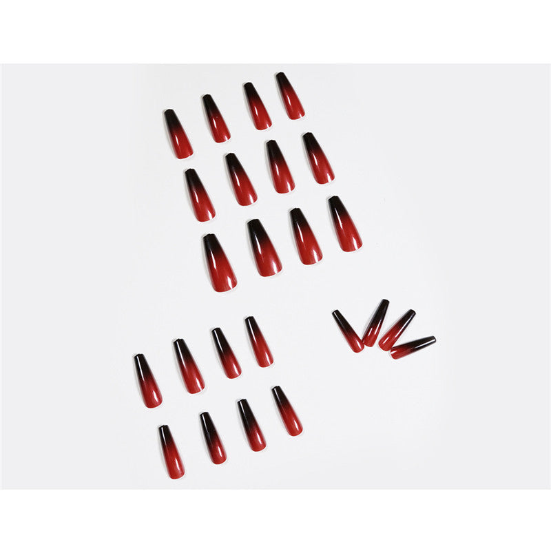 Red And Black Gradient Long Ballet Wear Nails Finished Fake Nails Nail Patch-59dd7c68cef0e2127749f1ac223d7580
