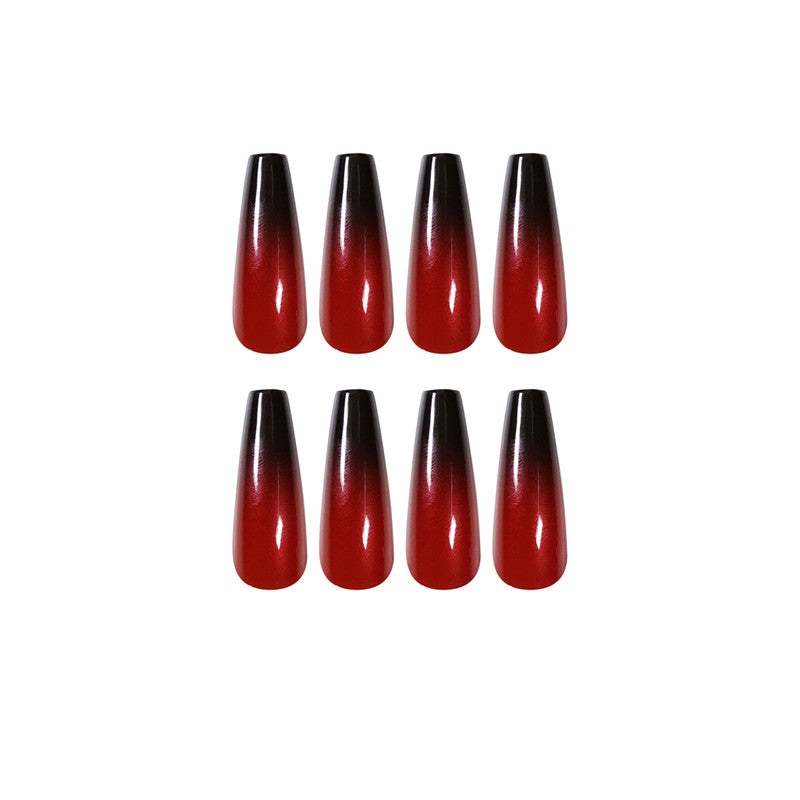 Red And Black Gradient Long Ballet Wear Nails Finished Fake Nails Nail Patch-3a5a0ea6afda4ba3688cfe57a8bdac0e