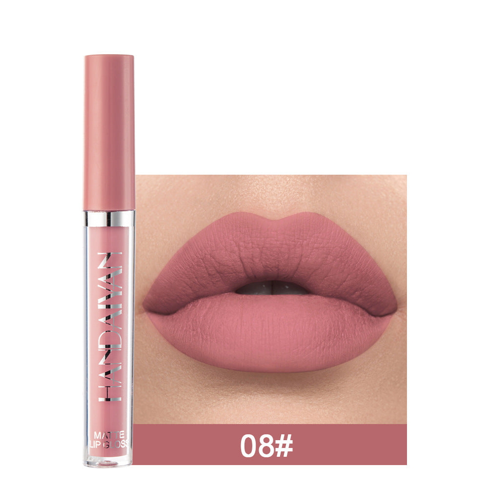 Handaiyan Matte Lip Glaze Liquid Lipstick Mini Tube Lip Gloss Waterproof Non Stick Cup Lip Gloss Genuine-140de4cc5ed7b9928a6bda0d9bc87c80