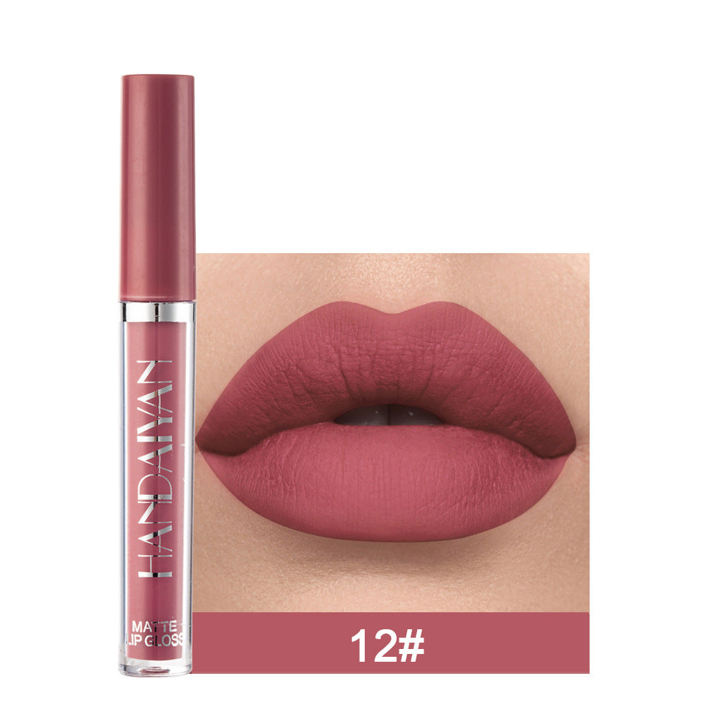 Handaiyan Matte Lip Glaze Liquid Lipstick Mini Tube Lip Gloss Waterproof Non Stick Cup Lip Gloss Genuine-1b91895cc86ee983924fb88a6ebd5d74