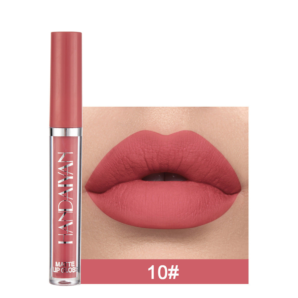 Handaiyan Matte Lip Glaze Liquid Lipstick Mini Tube Lip Gloss Waterproof Non Stick Cup Lip Gloss Genuine-6c940f7cb7cf0ff6a2bb7bf803960ad7