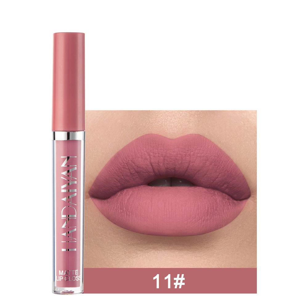 Handaiyan Matte Lip Glaze Liquid Lipstick Mini Tube Lip Gloss Waterproof Non Stick Cup Lip Gloss Genuine-ae24b65f4d15e5316eee0d9a0db2a590