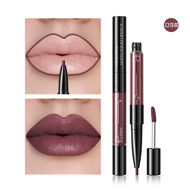 Pudaier Matte Lip Gloss Lip Liner 2 in1 Maquiagem Profissional Completa Agate Red Lip Tint Plumper Tattoo Makeup liquid Lipstick-3e2610e90897c6e6c721c07ed7c104e0