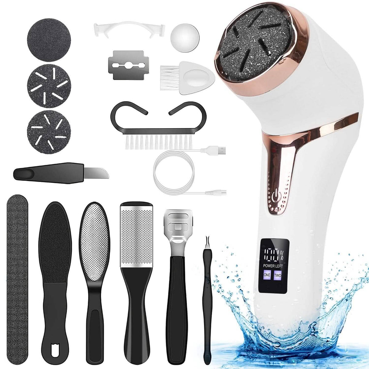17-Pieces Set: Electric Foot Callus Remover with Vacuum Foot Grinder Rechargeable-17-Pieces Set: Electric Foot Callus Remover with Vacuum Foot Grinder Rechargeable