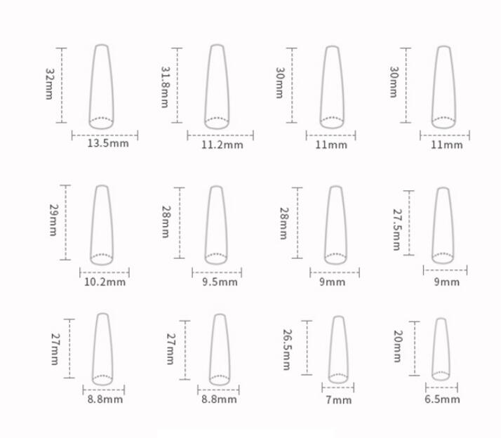 Long Ballet Diamond Long French Fake Nails-84dd99e6778c6e87ca8a258540b9bb65