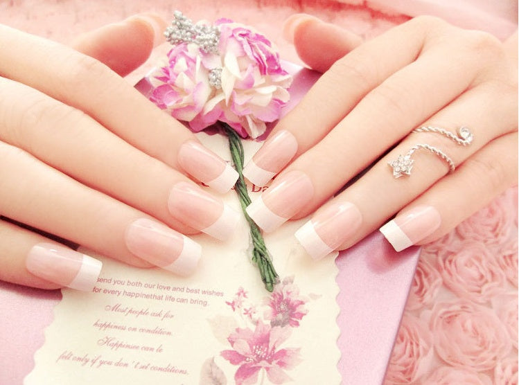 Nail art  Nail art finished French long fake nail patch long French-6d481df435b7181afe8a426dbe0a5586