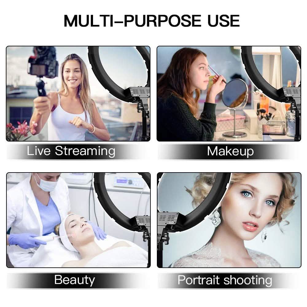 18" LED Ring Light 55W 3200K-5 600K Dimmable Selfie Ring Light-18" LED Ring Light 55W 3200K-5 600K Dimmable Selfie Ring Light
