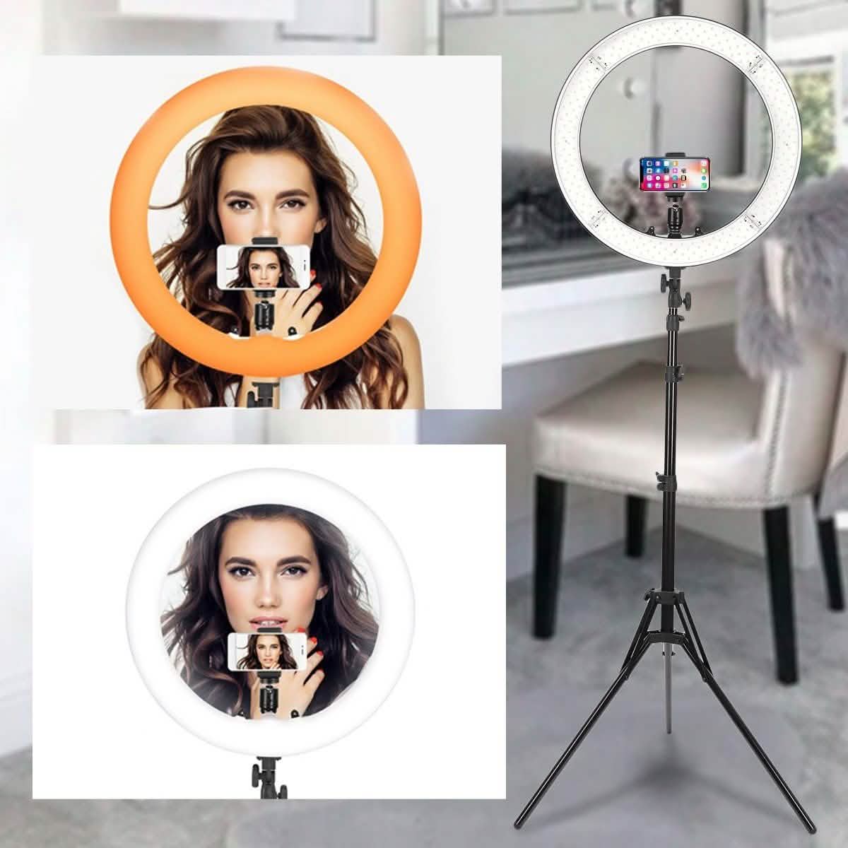 18" LED Ring Light 55W 3200K-5 600K Dimmable Selfie Ring Light-18" LED Ring Light 55W 3200K-5 600K Dimmable Selfie Ring Light