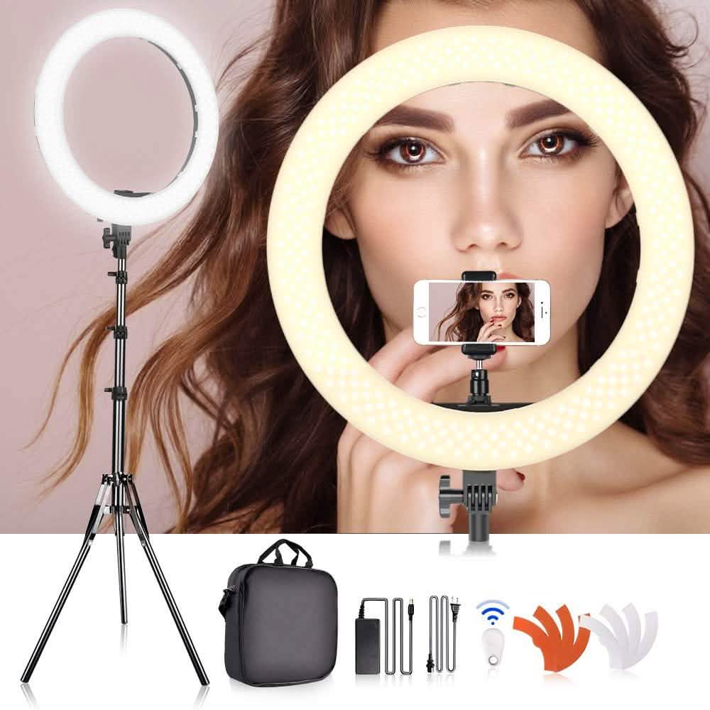 18" LED Ring Light 55W 3200K-5 600K Dimmable Selfie Ring Light-18" LED Ring Light 55W 3200K-5 600K Dimmable Selfie Ring Light