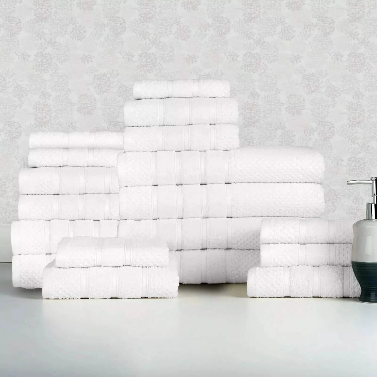 18-Piece Set: Bibb Home `Egyptian Cotton Towel Set-18-Piece Set: Bibb Home `Egyptian Cotton Towel Set