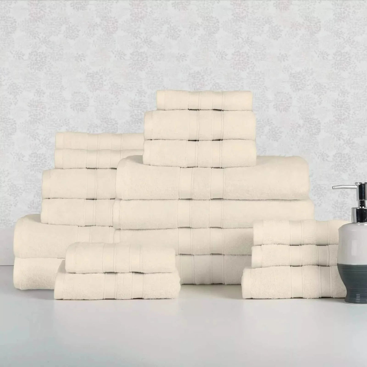 18-Piece Set: Bibb Home `Egyptian Cotton Towel Set-18-Piece Set: Bibb Home `Egyptian Cotton Towel Set